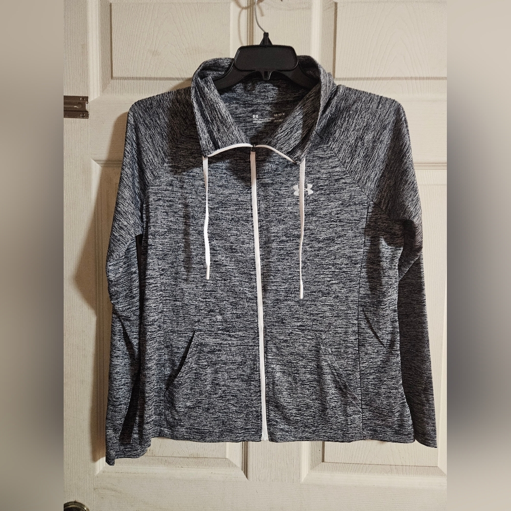 UNDER ARMOUR LIGHTWEIGHT ATHLETIC JACKET: BLACK/GRAY: EXCELLENT CONDITION: SZ L